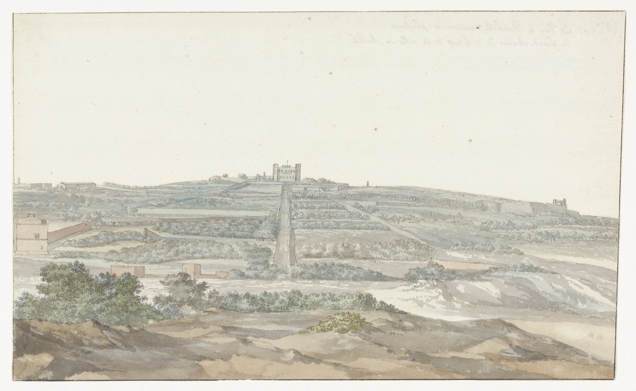 Vue du palais Vedala du grand maître, situé dans le Boschetto à Malte (Voyage en Italie, en Sicile et à Malte - 1778) - Louis Ducros