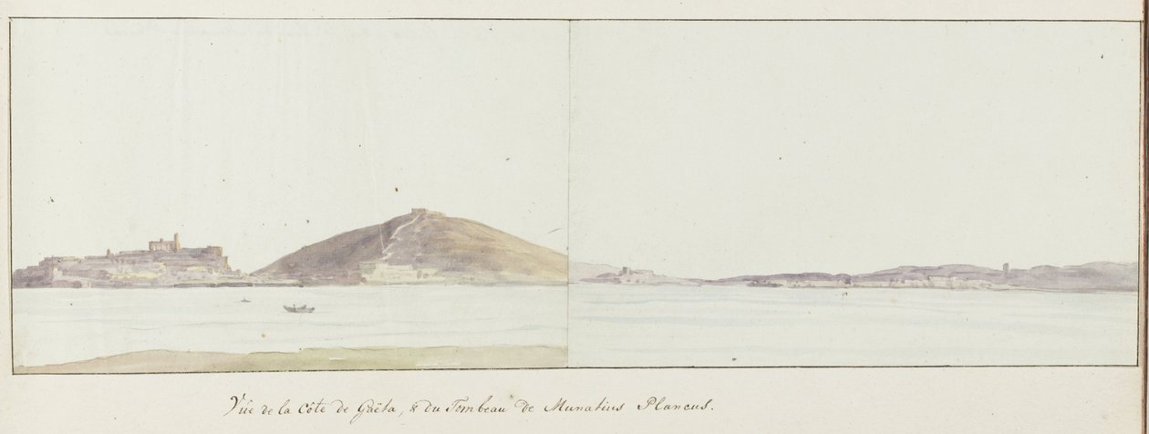 Vue de la côte de Gaëta et du tombeau de Munatius Plancus - Louis Ducros