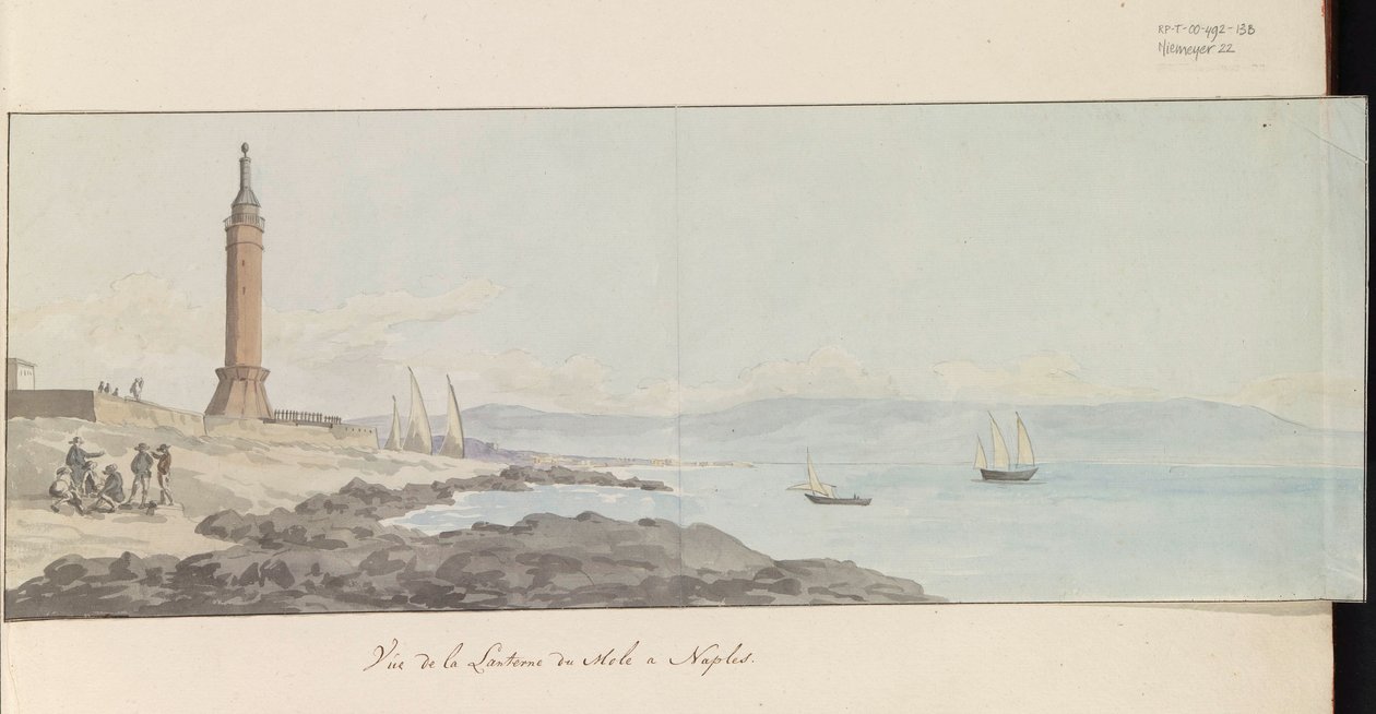 Vue du phare du Mole à Naples - Louis Ducros