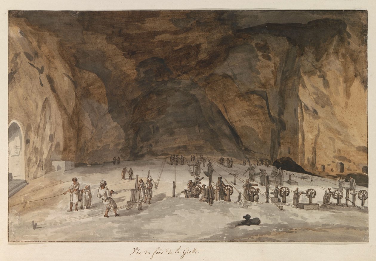 Intérieur de la grotte Santa Maria Capella (Voyage en Italie, en Sicile et à Malte - 1778) - Louis Ducros