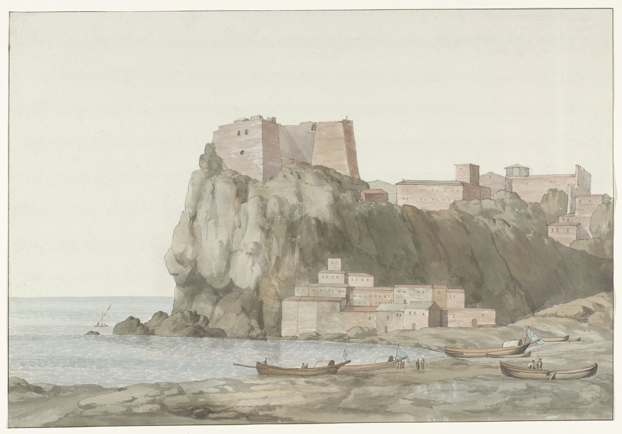 Rocher et ville de Scilla en Calabre; vue prise du côté du couchant (Voyage en Italie, en Sicile et à Malte - 1778) - Louis Ducros