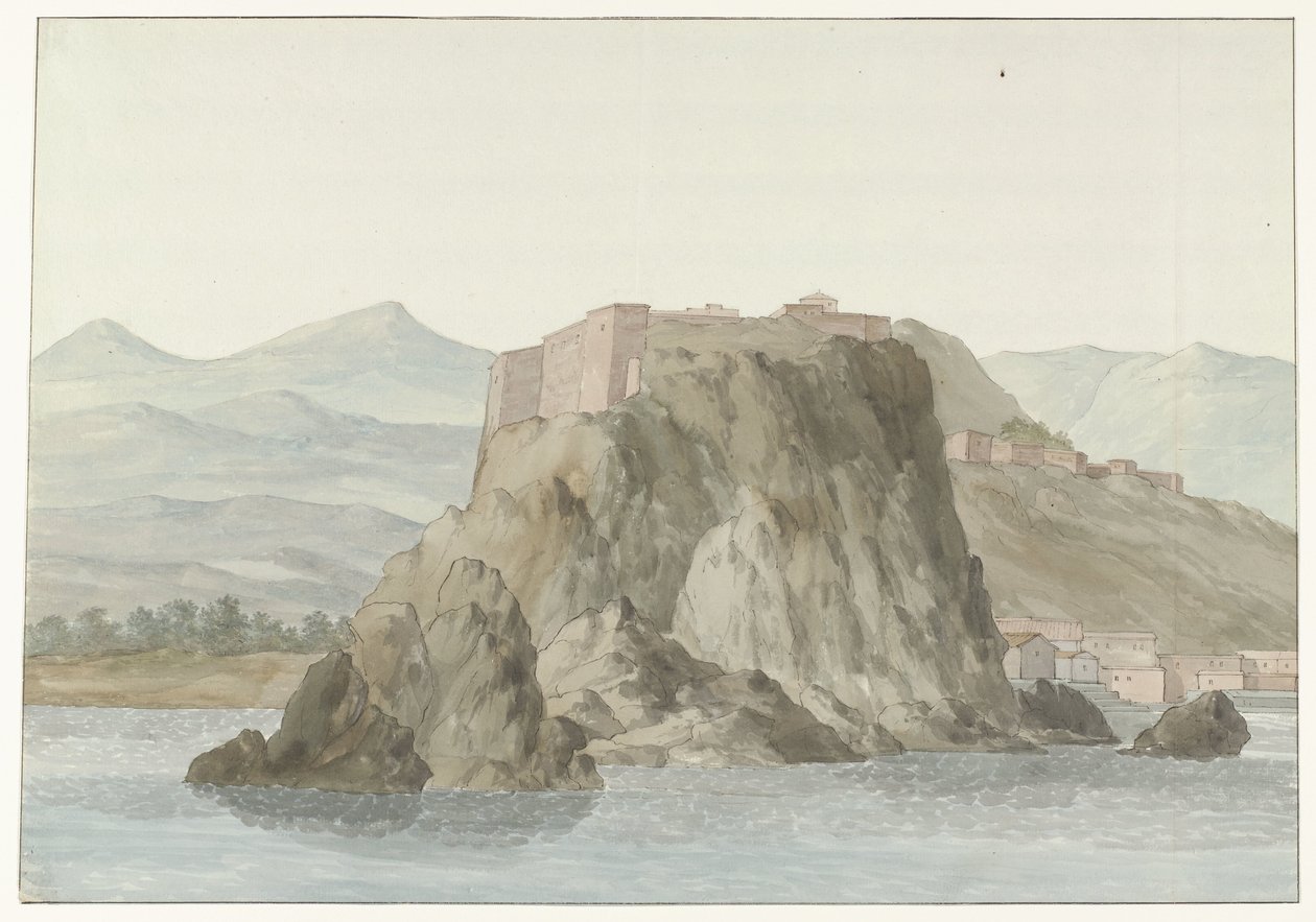 Roche et ville de Scilla en Calabre vue de la mer côté nord - Louis Ducros