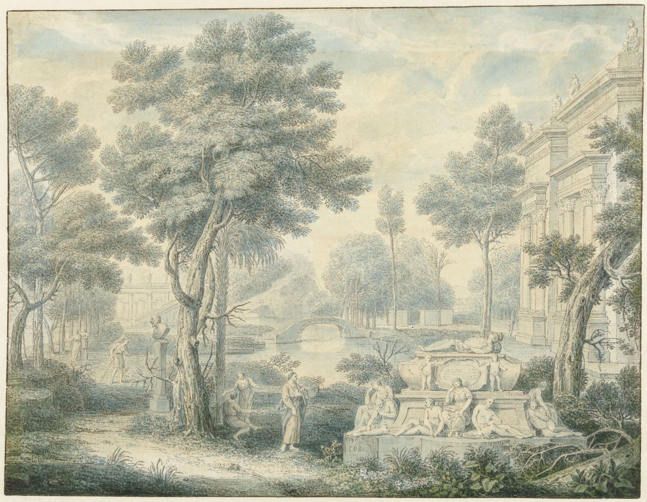 Paysage arcadien avec un tombeau - Louis Fabritius Dubourg