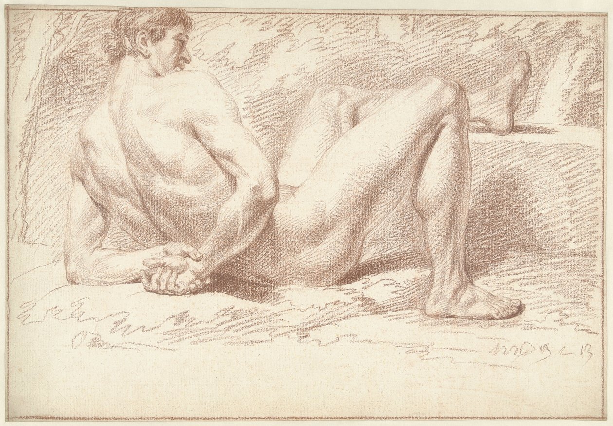 Homme nu couché, les bras derrière le dos - Louis Fabritius Dubourg