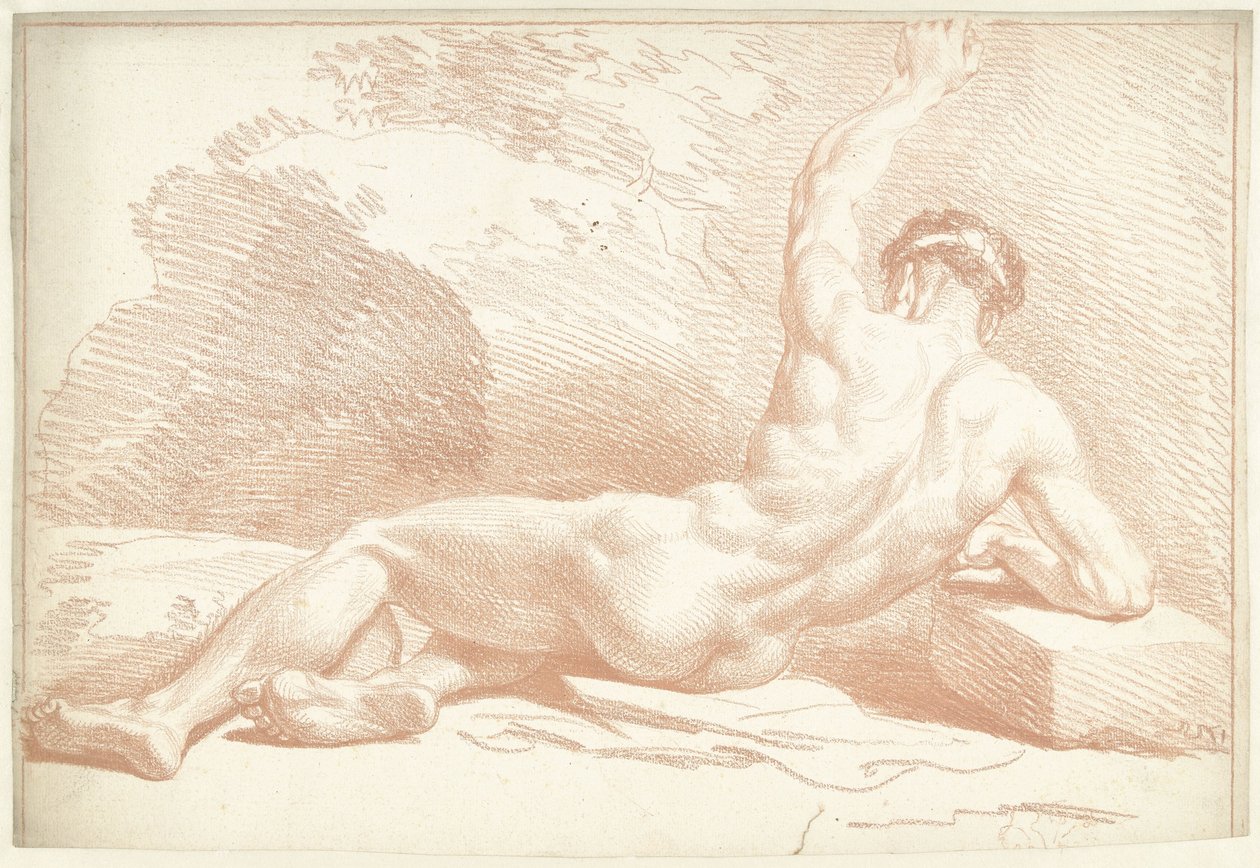 Homme nu, couché, vu de dos - Louis Fabritius Dubourg
