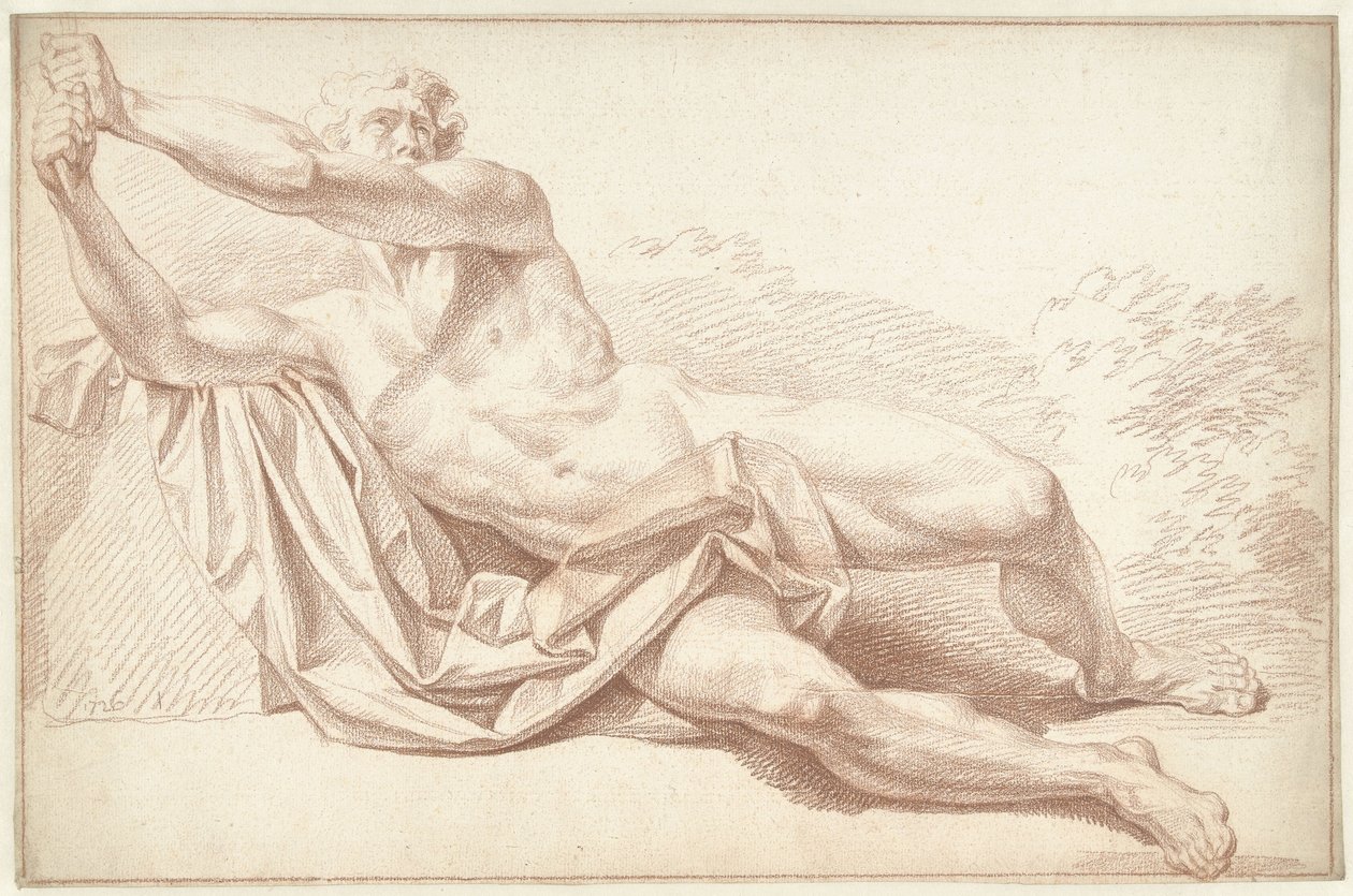 Homme nu allongé sur le côté, vers la gauche - Louis Fabritius Dubourg