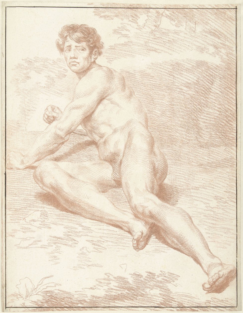 Nu masculin, couché, se redressant - Louis Fabritius Dubourg