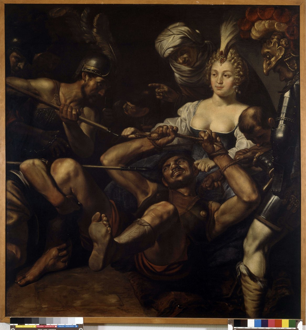 Samson et Dalila : Samson perd sa force alors que Dalila lui coupe les cheveux - Louis Finsonius or Finson