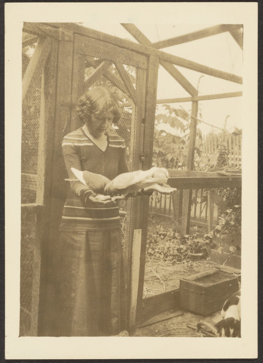 [Florence nourrit les pigeons] - Louis Fleckenstein