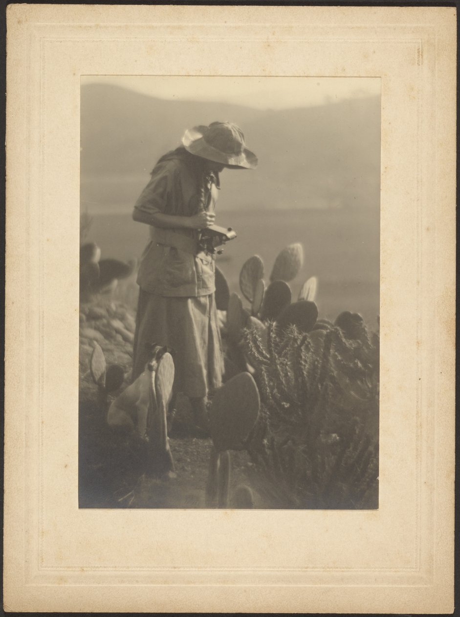 [Une femme prenant des notes sur les cactus] - Louis Fleckenstein