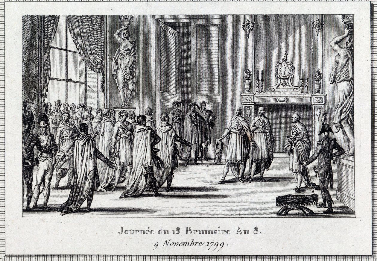 Consulat: "Napoléon Bonaparte (1769-1821) à la réunion de Saint Cloud le 18 brumaire (9/11/1799)" Le Coup d
