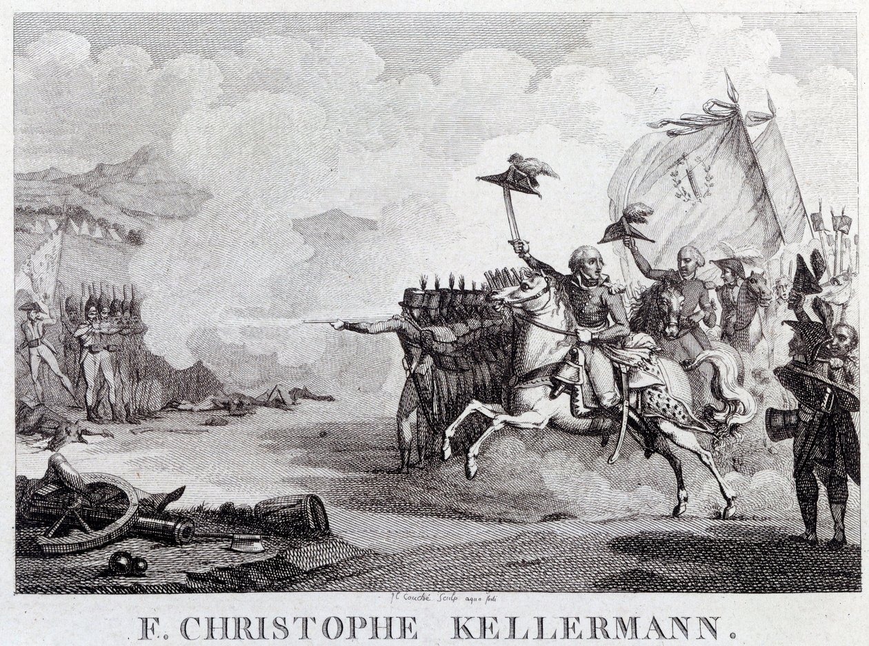 Révolution française : « le général et maréchal François Christophe Kellermann (1735-1820) lors de la bataille de Valmy le 20/09/1792 » Gravure de Louis François Couché (1782-1849) 18ème siècle Paris, Musée Carnavalet - Louis Francois Couche