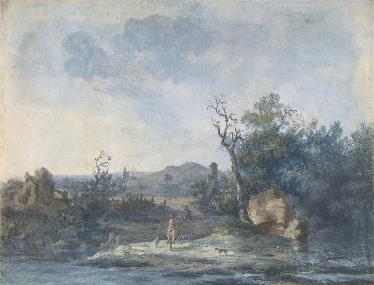 Figures sur une route de campagne, s.d. - Louis Gabriel Moreau