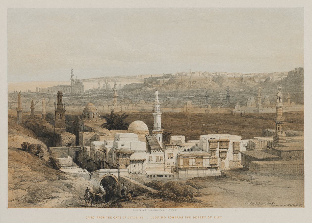 Égypte et Nubie, Volume III : Le Caire depuis la porte de Citzenib, en direction du désert de Suez - Louis Haghe