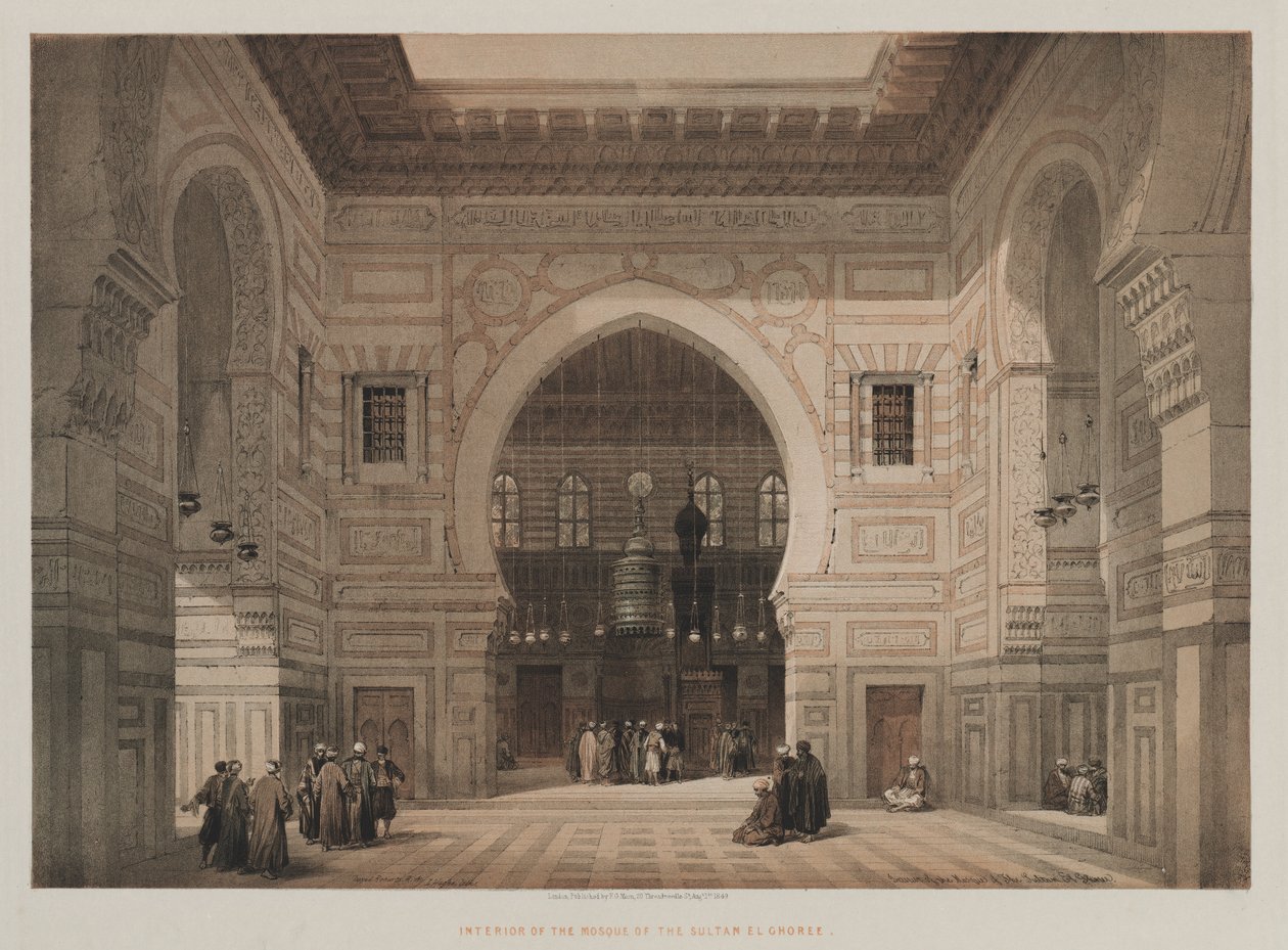 Égypte et Nubie, Volume III : Intérieur de la mosquée du Sultan El Ghoree - Louis Haghe