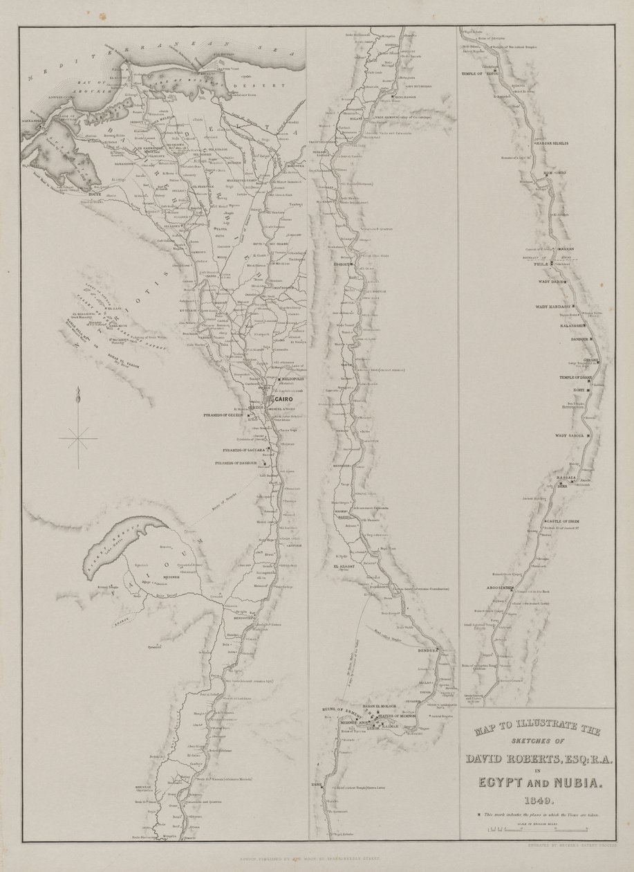 Égypte et Nubie, Volume III : Carte pour illustrer les croquis de David Roberts, Esq...1849 - Louis Haghe
