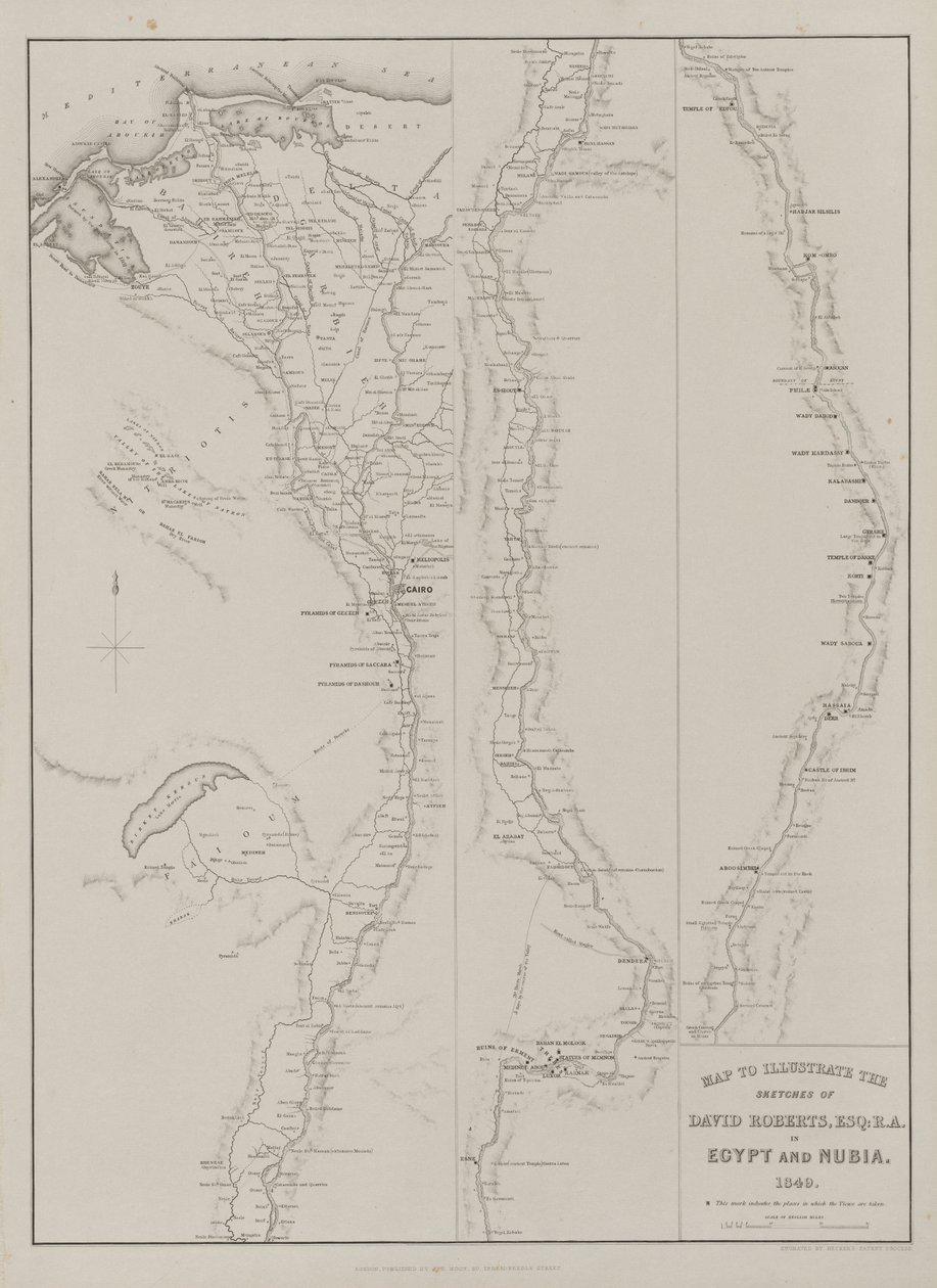 Égypte et Nubie, Volume III : Carte pour illustrer les croquis de David Roberts, Esq : R.A. en Égypte et Nubie 1849 - Louis Haghe