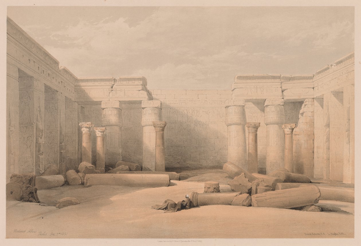 Égypte et Nubie : Volume II - N° 18, Médinet Abou, Thèbes, 1832 - Louis Haghe