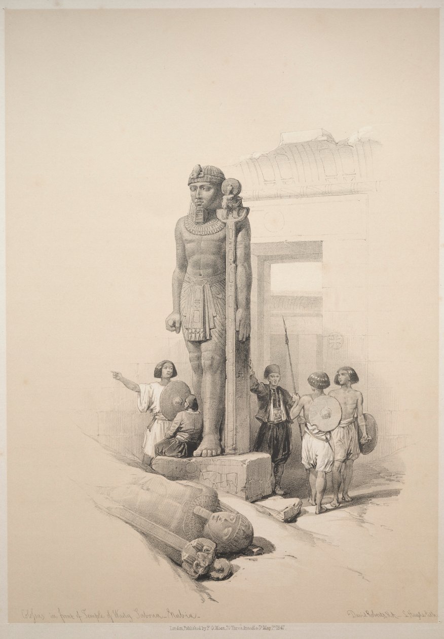 Égypte et Nubie : Volume II - No. 7, Colosses à Wady Saboua - Louis Haghe