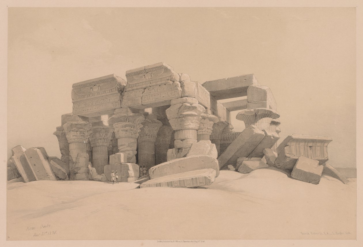 Égypte et Nubie : Volume I - N° 1, N° 2, Restes du Portique du Temple de Kom Ombo - Louis Haghe