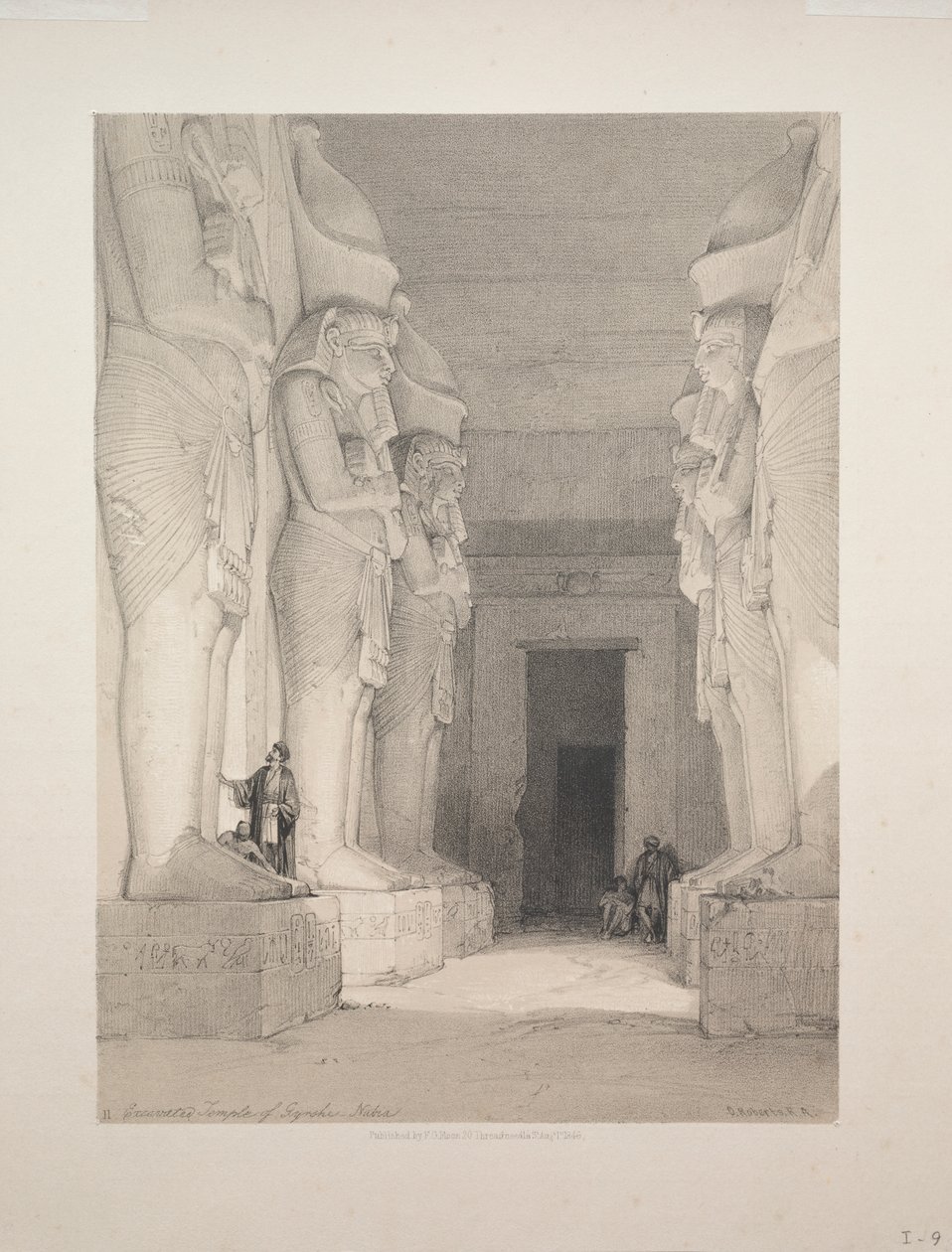 Égypte et Nubie : Volume I - N° 9, Temple Excavé de Gyrshe, Nubie - Louis Haghe