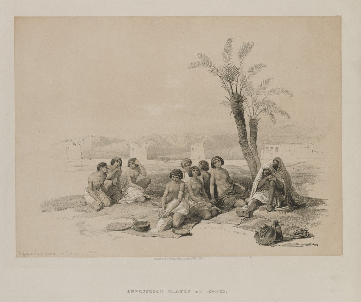 Égypte et Nubie, Volume I : Esclaves abyssiniens se reposant à Korti-Nubie - Louis Haghe