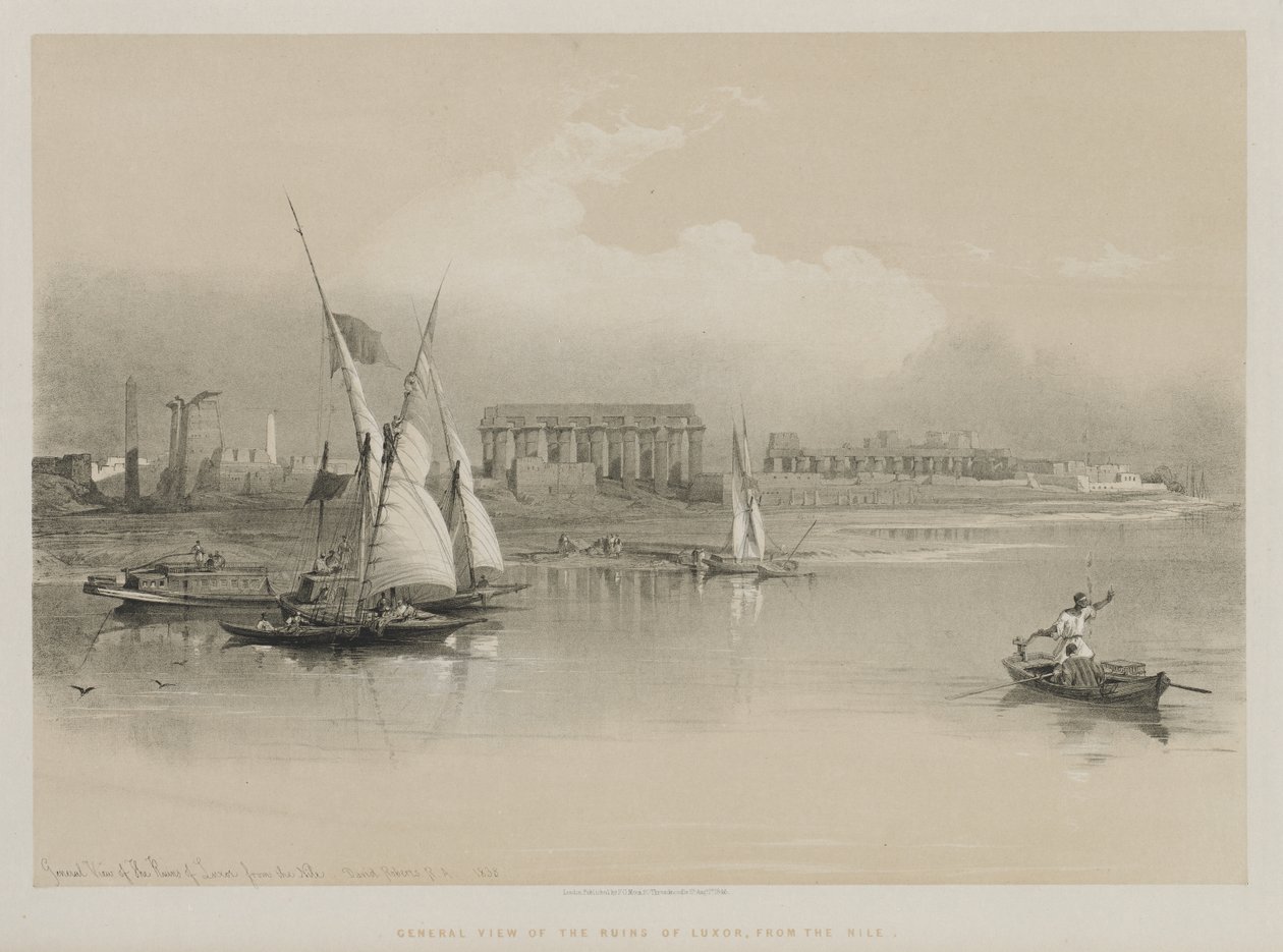 Égypte et Nubie, Volume I : Vue générale des ruines de Louxor, depuis le Nil, 1846 - Louis Haghe