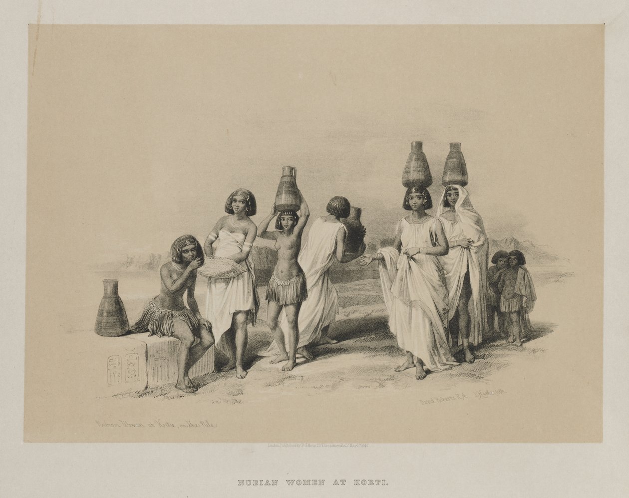 Égypte et Nubie, Volume I : Femmes nubiennes à Kortie, sur le Nil, 1847 - Louis Haghe