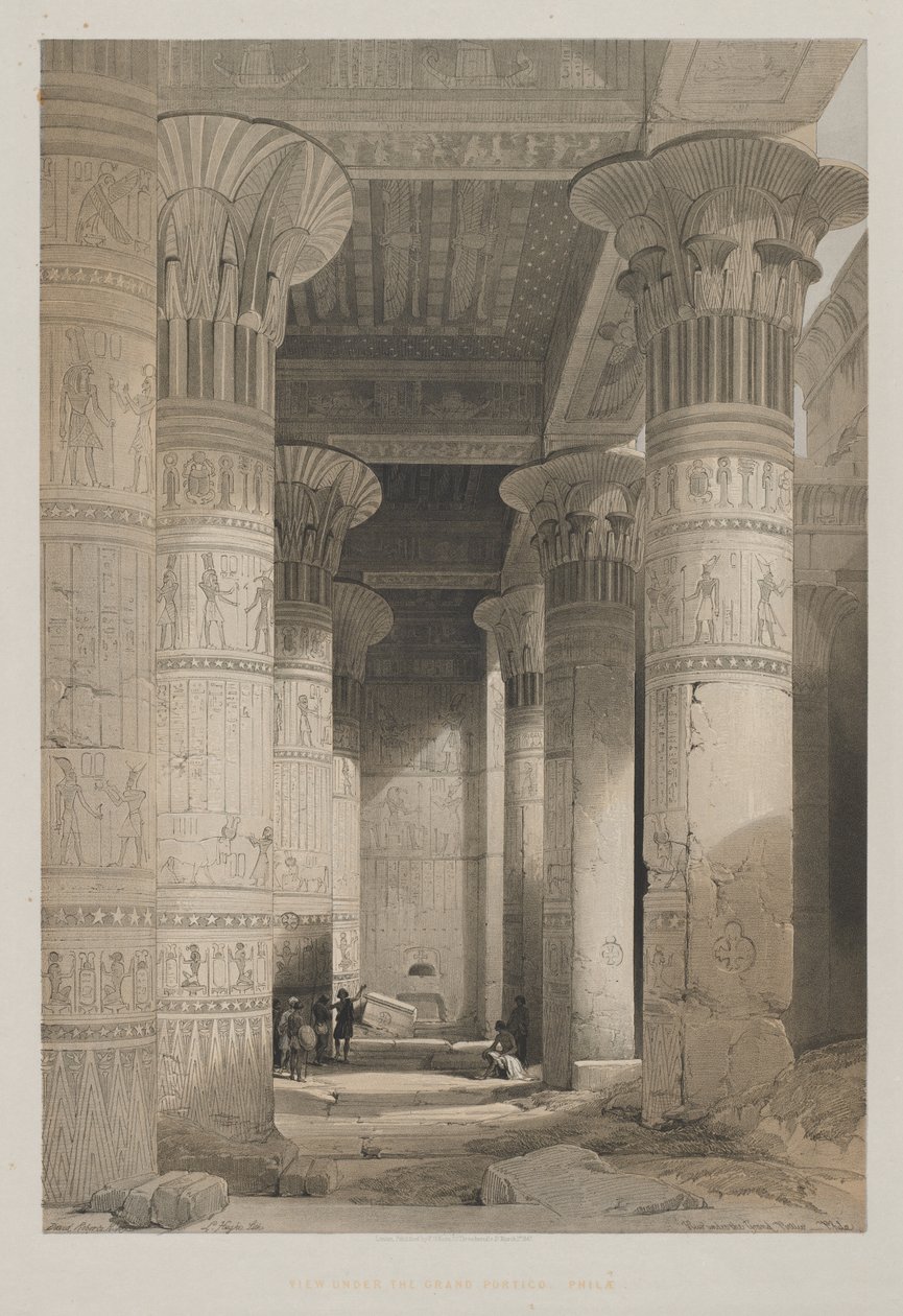 Égypte et Nubie, Volume I : Vue sous le Grand Portique du Temple, Philae, 1846 - Louis Haghe