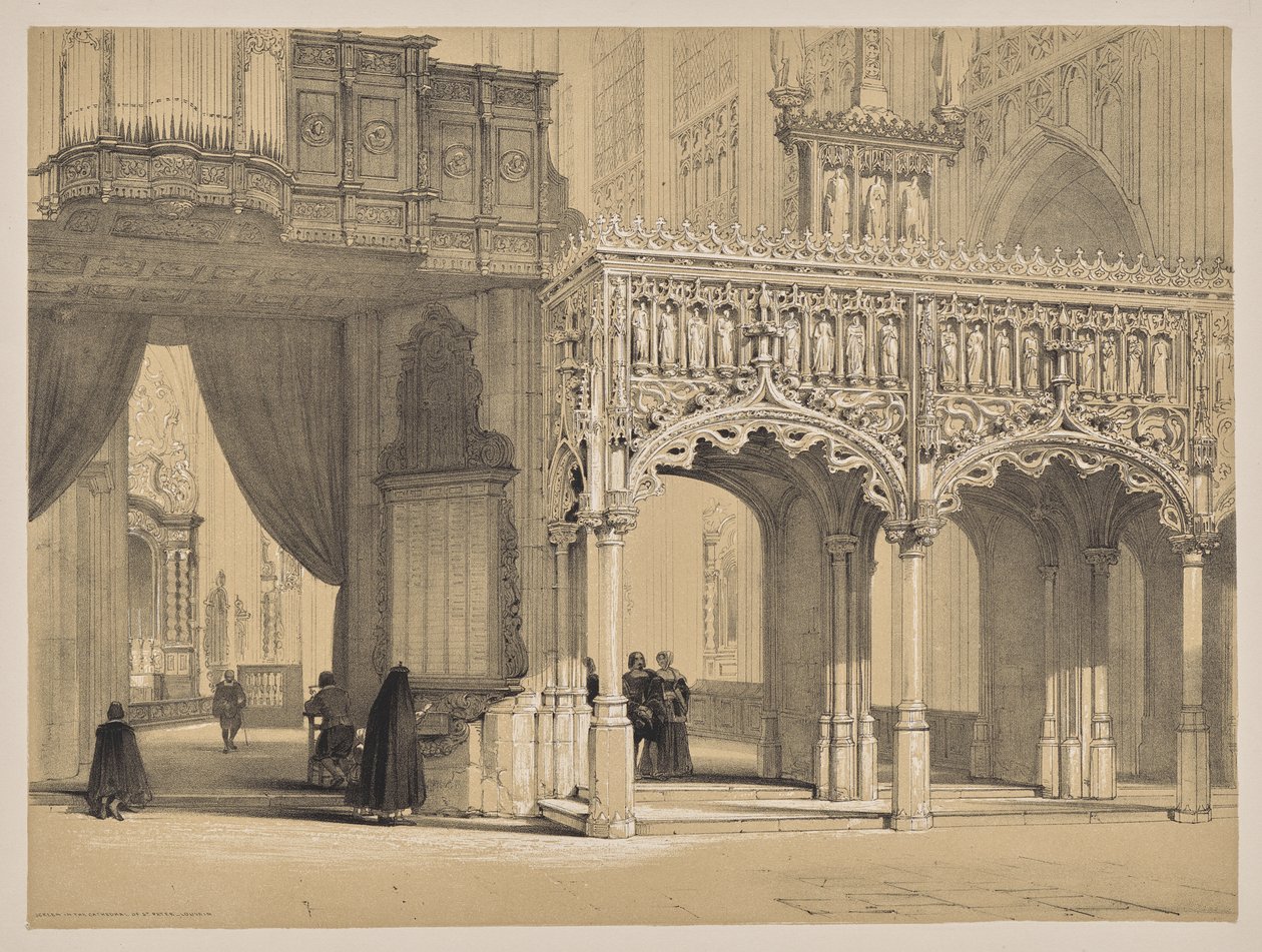 Croquis en Belgique et en Allemagne, Première Série, Écran dans la Cathédrale Saint-Pierre, Louvain - Louis Haghe