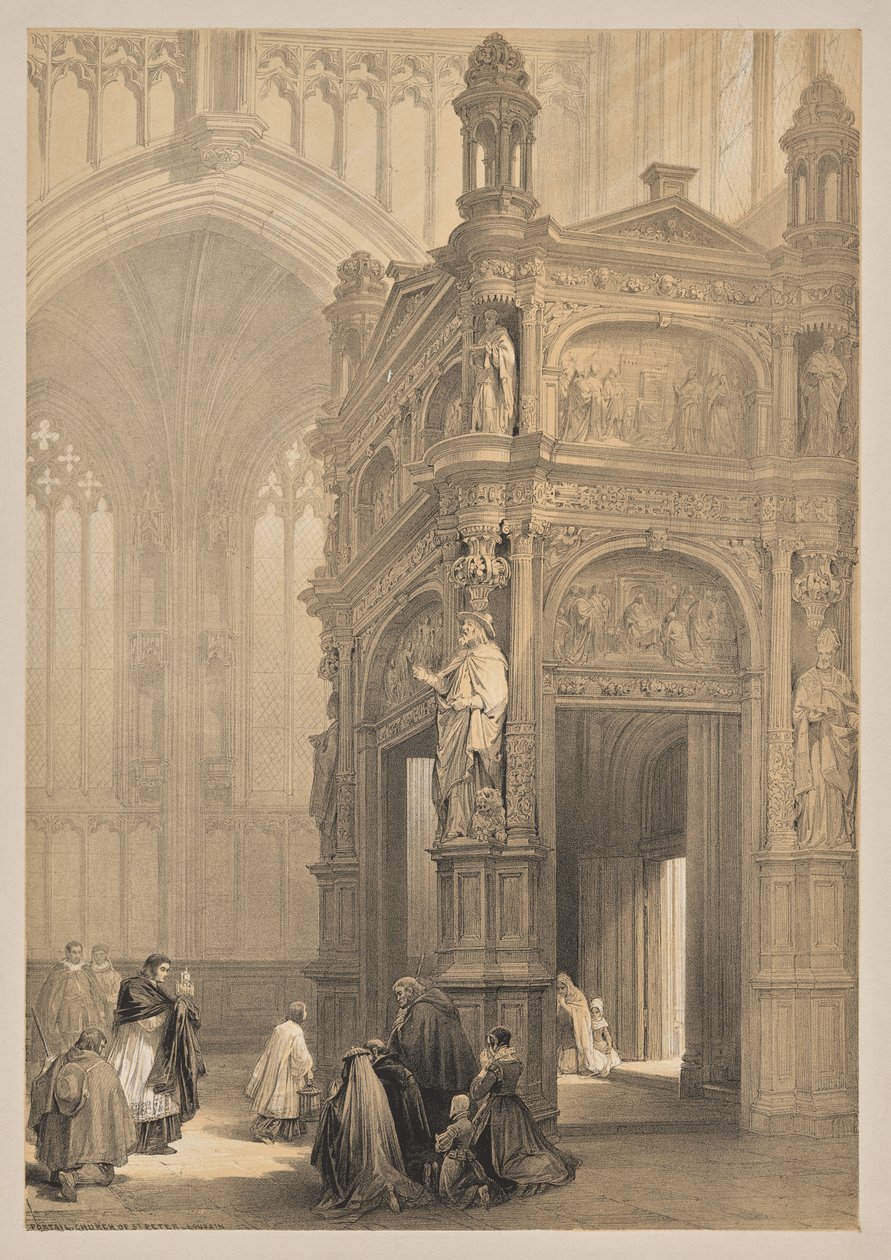 Croquis en Belgique et en Allemagne, Deuxième Série : No. 20 - Portail, Église Saint-Pierre, Louvain - Louis Haghe