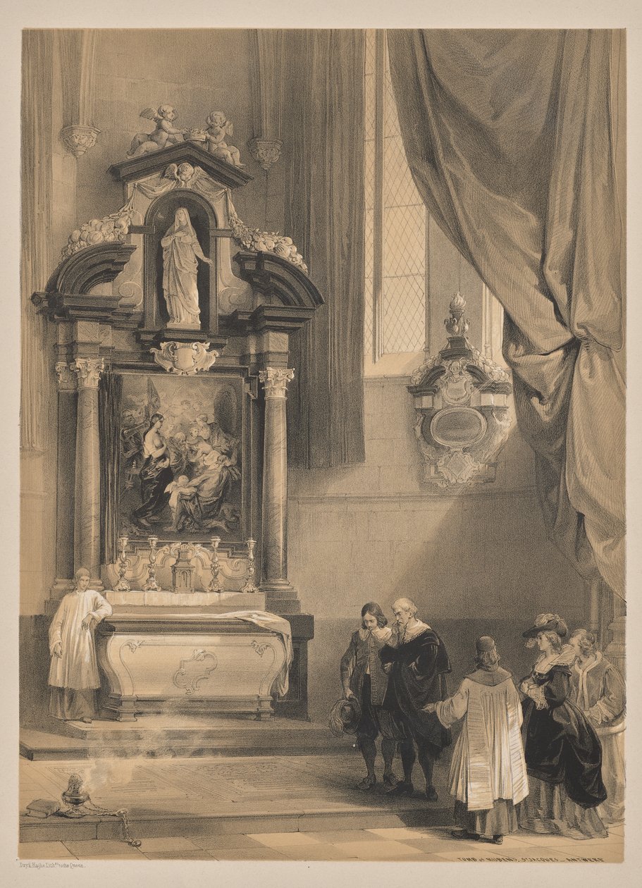 Croquis en Belgique et en Allemagne, Deuxième Série : No. 26 - Tombe de Rubens, Saint-Jacques, Anvers - Louis Haghe