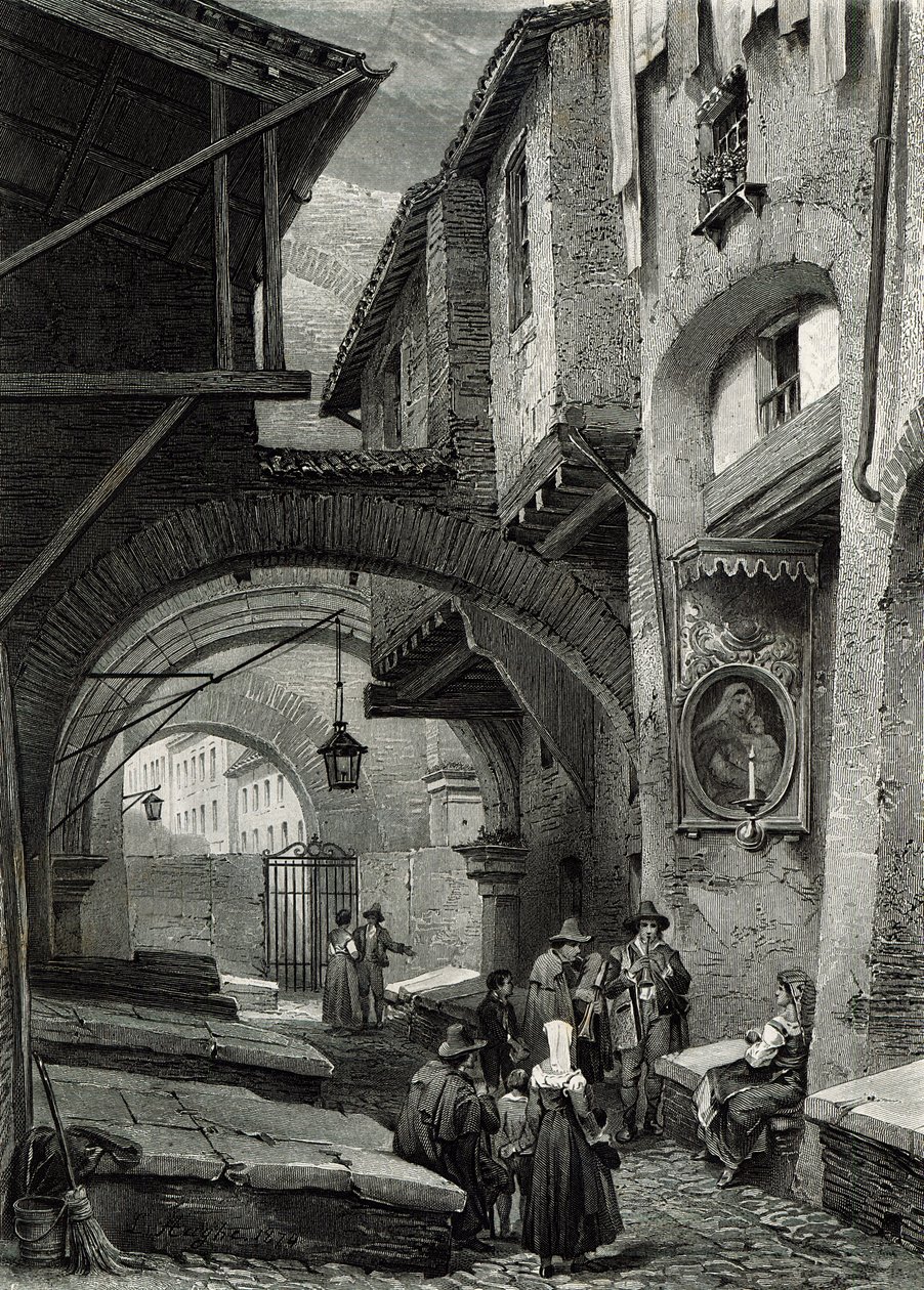 Le Ghetto, Rome, gravé par S.V. Hunt, Cassell und Company, 1847 - Louis Haghe