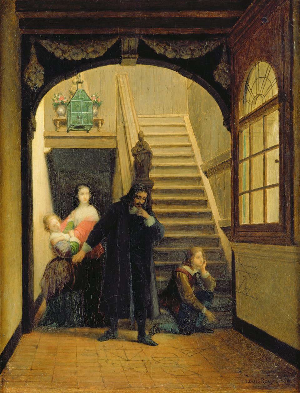 Scène de la jeunesse de Blaise Pascal (1623-62) 1860-70 - Louis Hector Leroux