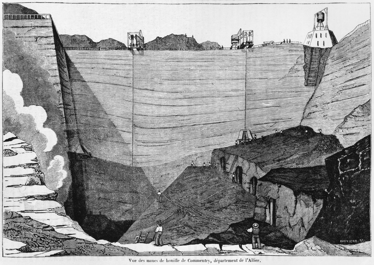 La mine de charbon à Commentry, illustration de Le Magasin Pittoresque, 1835 - Louis Henri Brévière