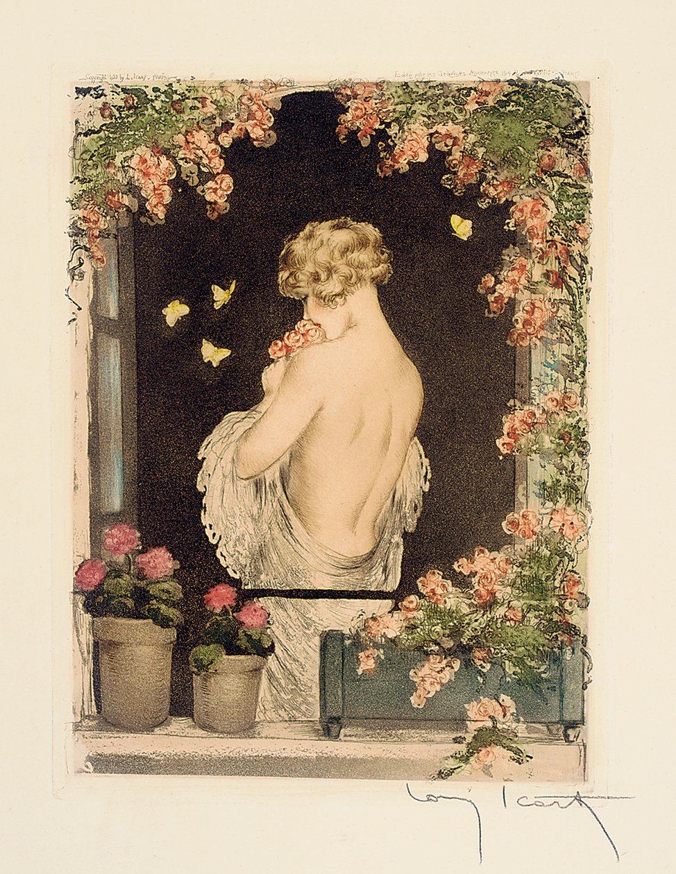 Les Quatre Saisons : Été, c.1928 (colorié à la main, pointe sèche et aquatinte) - Louis Icart
