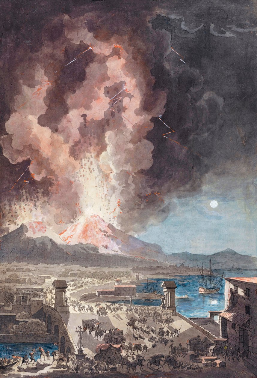 Éruption du mont Vésuve, Italie, en 1779 - Louis Jean (after) Desprez