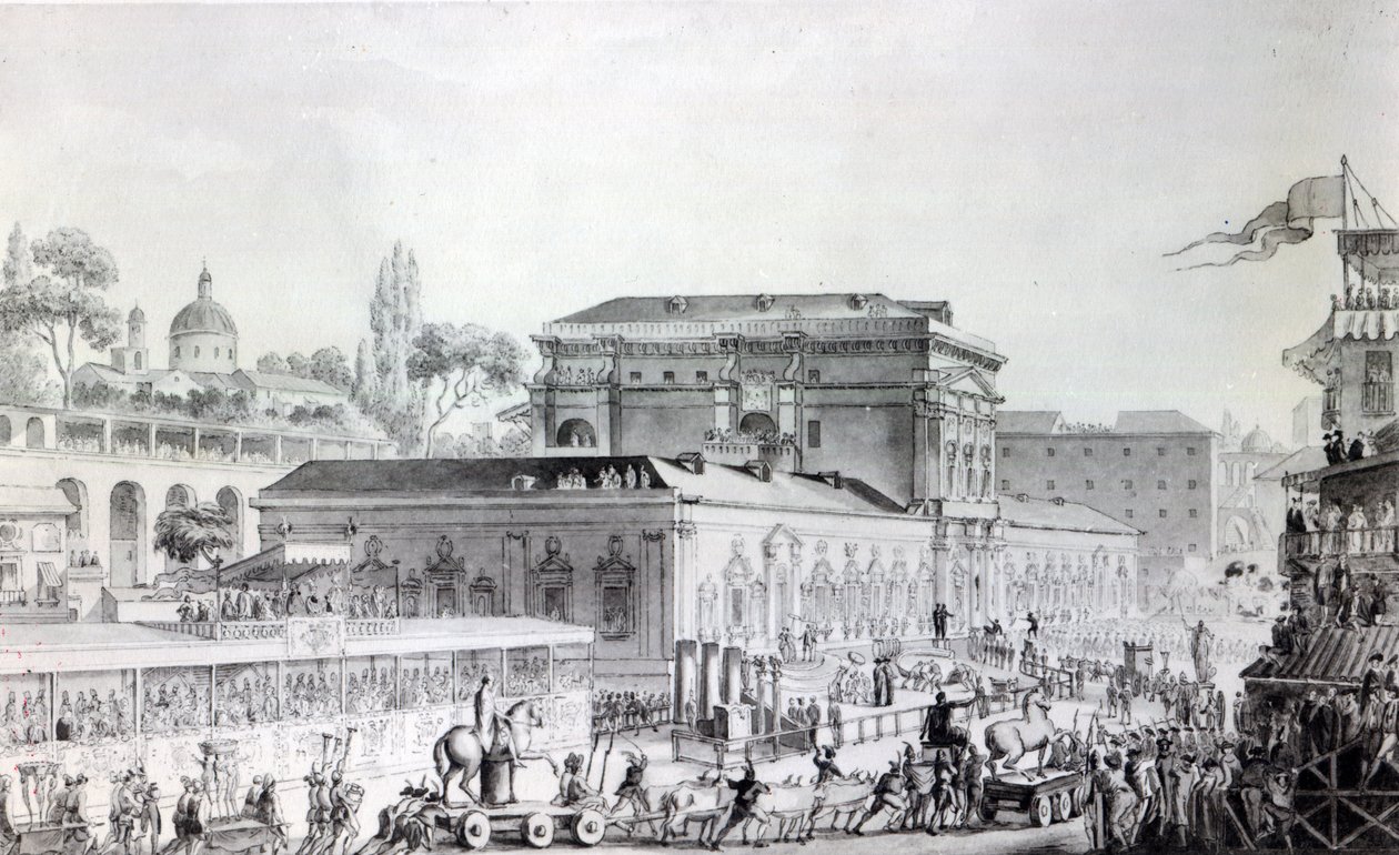 Antiquités trouvées à Herculanum transportées au Musée de Naples, c.1782 - Louis Jean Desprez