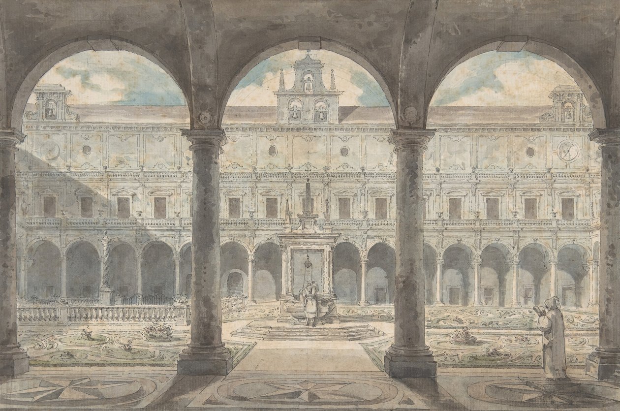 Cloître de la Certosa di San Martino, Naples, ca.1777-1779 - Louis Jean Desprez