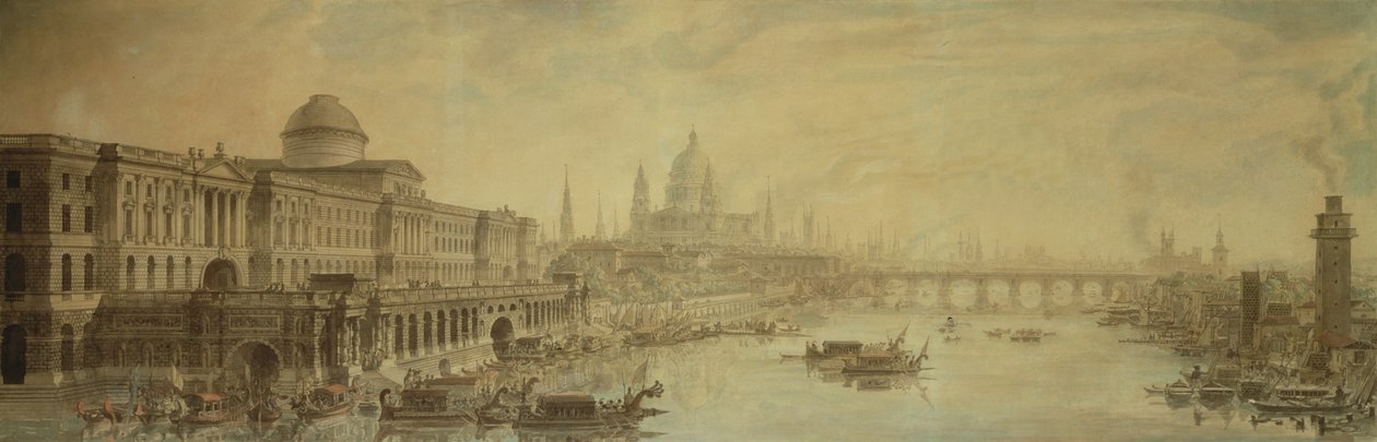 Somerset House, Cathédrale Saint-Paul et Pont de Blackfriars - Louis Jean Desprez