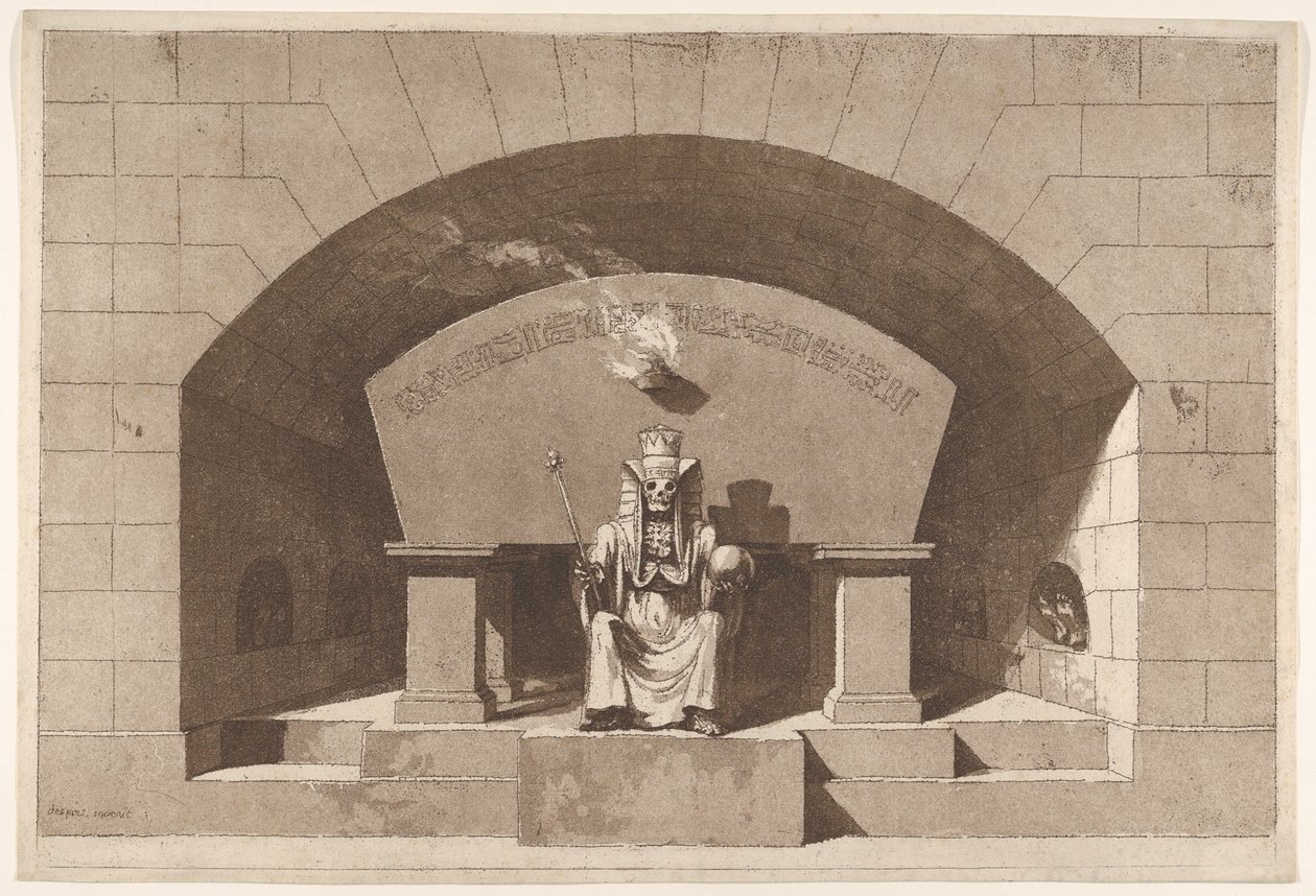 Tombe avec la Mort trônant en sphinx, vers 1779-84 - Louis Jean Desprez