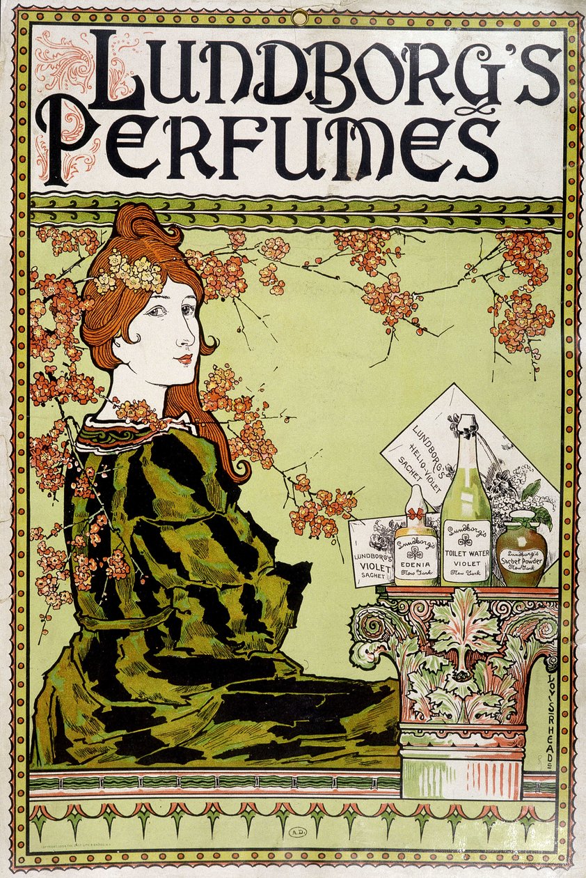 Publicité du parfum "Lundborg" - par Rhead, v.1895 - Louis John Rhead