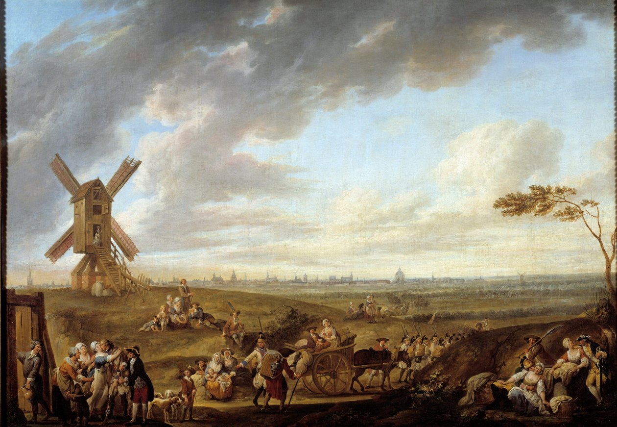 Vue de Lille prise du dieu de Marcq. Peinture de Louis Joseph Watteau dit Watteau de Lille (1731-1798) - Louis Joseph  Watteau
