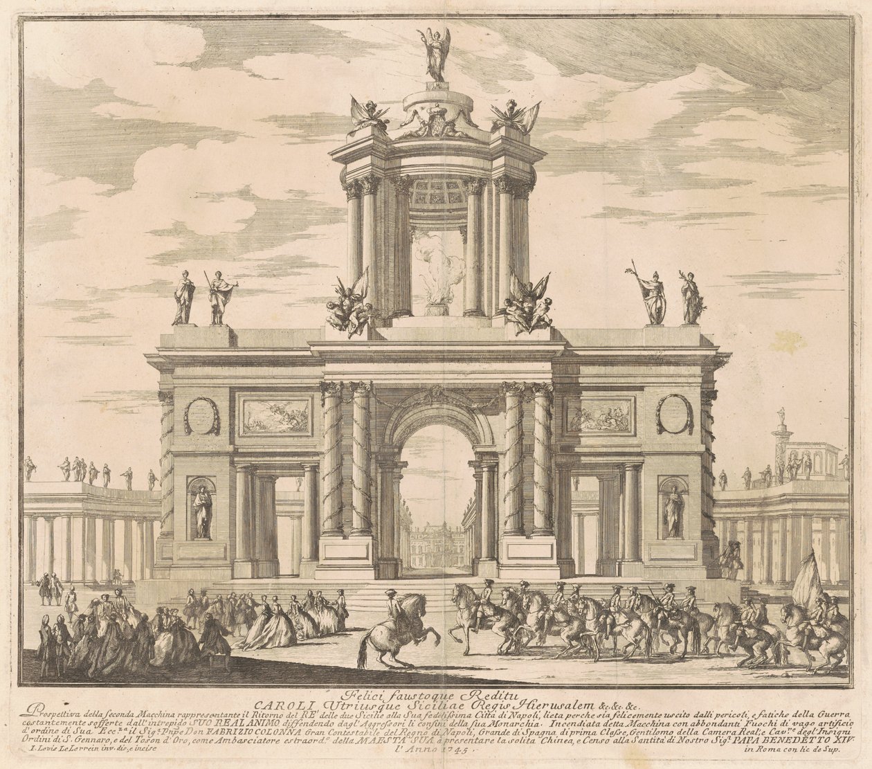 La Seconde Machine pour la Chinea de 1745 : Arc de triomphe pour le retour du roi Charles de Bourbon à Naples - Louis Joseph Le Lorrain