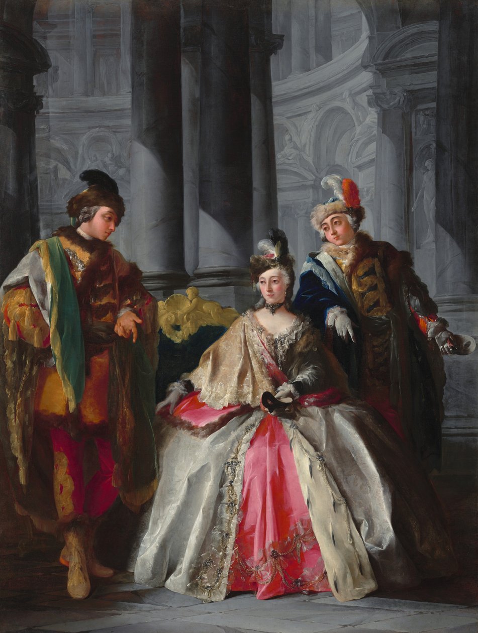 Trois figures habillées pour un bal masqué, vers 1740 - Louis Joseph Le Lorrain
