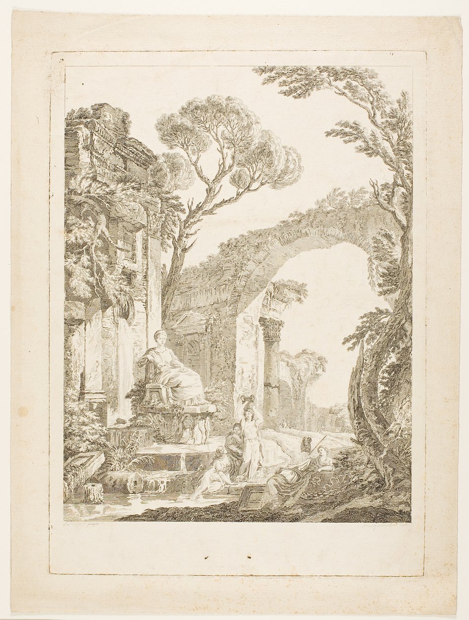 La fontaine dans les ruines - Louis Joseph Masquelier