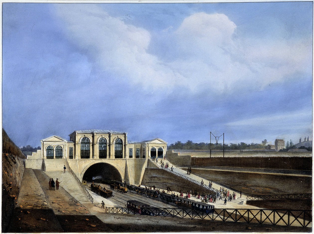 Chemin de fer de Paris à Saint Germain - dans "Paris en 1837" par Arnout - Louis Jules Arnout