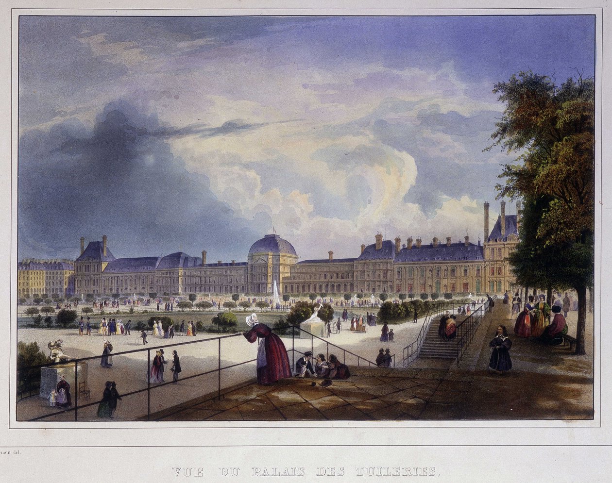 Vue du Palais des Tuileries - dans « Paris en 1837 » par Arnout - Louis Jules Arnout