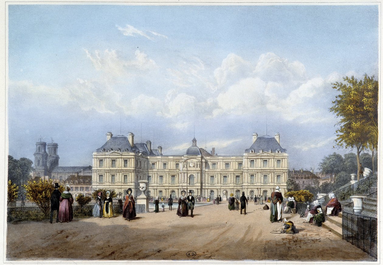 Le Palais du Luxembourg, côté jardin. Dans « Paris et ses environs » - Louis Julien Jacottet