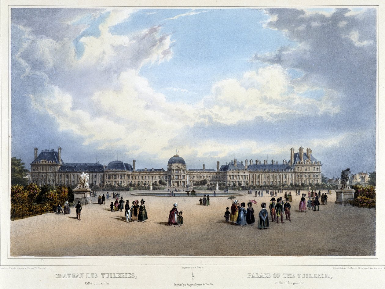 Vue du palais et du jardin des Tuileries - dans « Promenade dans Paris et ses environs », par Jacottet et Benoist, Paris, vers 1840 - Louis Julien Jacottet